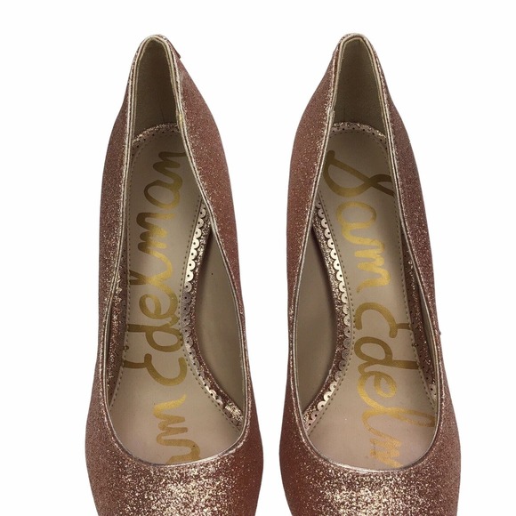 Sam Edelman Hazel Stiletto Heels Rose Gold Sparkle Barbie Women's 5.5 Pumps - Picture 5 of 8